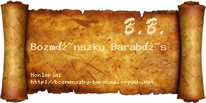 Bozmánszky Barabás névjegykártya